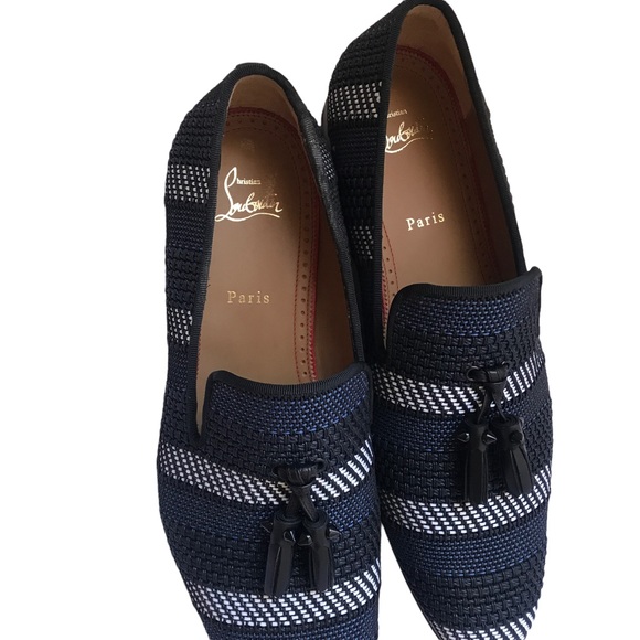 Christian Louboutin shoes loafer color Navy an white.